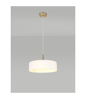 Baymont Antique Brass 3 Light E27 Single Pendant With 45cm x 15cm Faux Silk Shade White-2