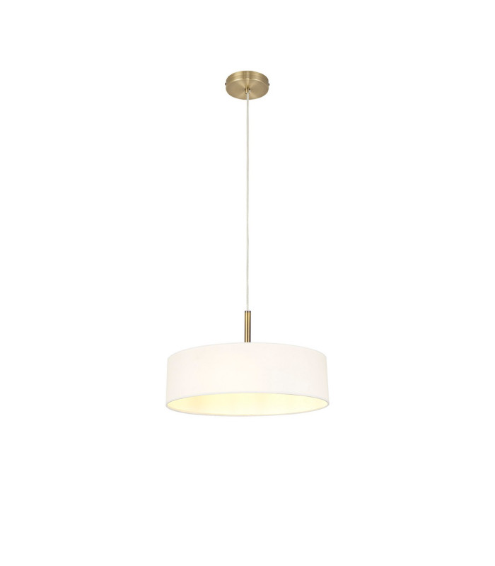 Baymont Antique Brass 3 Light E27 Single Pendant With 45cm x 15cm Faux Silk Shade White-4
