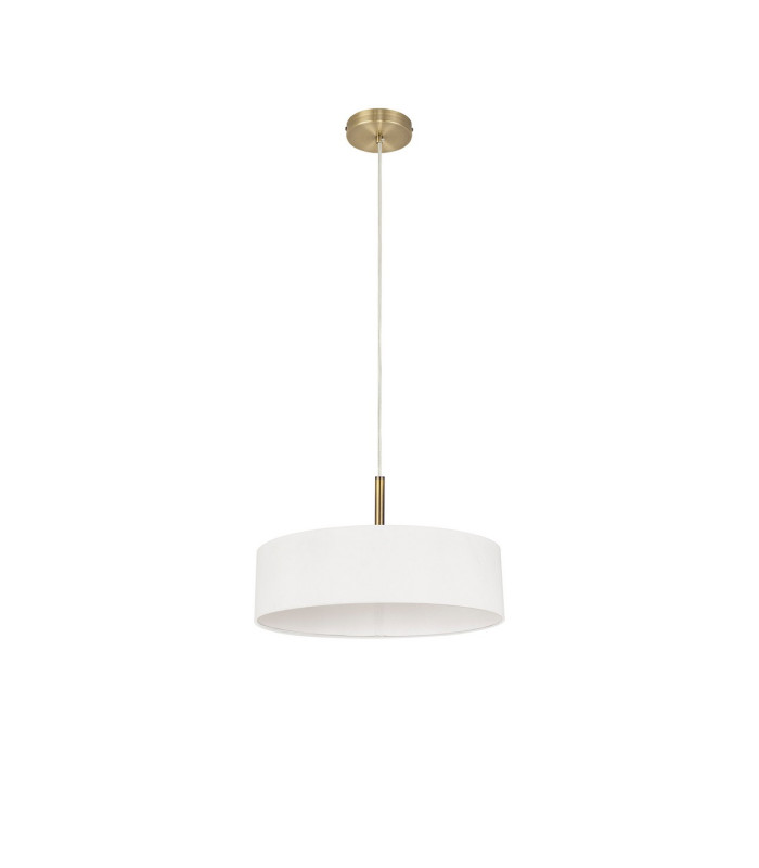 Baymont Antique Brass 3 Light E27 Single Pendant With 45cm x 15cm Faux Silk Shade White-5