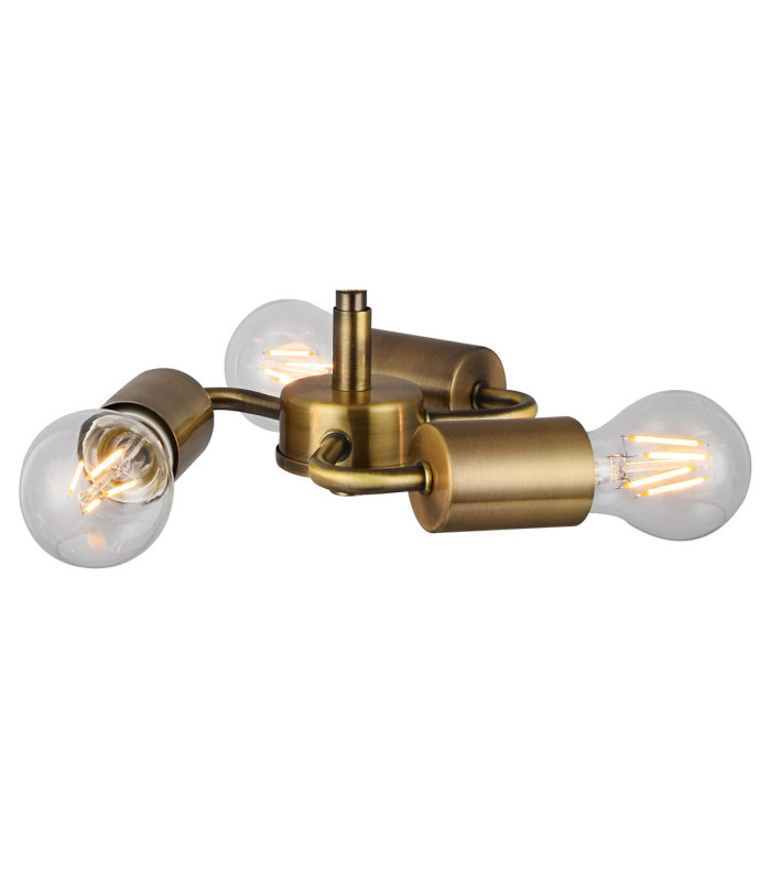 Baymont Antique Brass 3 Light E27 Single Pendant With 45cm x 15cm Faux Silk Shade White-6