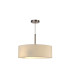 Baymont Satin Nickel 3 Light E27 Single Pendant With 45cm x 15cm Faux Silk Shade Ivory Pearl/White Laminate-4