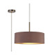 Baymont Satin Nickel 3 Light E27 Single Pendant With 45cm x 15cm Dual Faux Silk Shade Taupe/Halo Gold-1