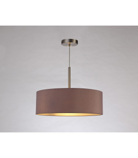 Baymont Satin Nickel 3 Light E27 Single Pendant With 45cm x 15cm Dual Faux Silk Shade Taupe/Halo Gold-2