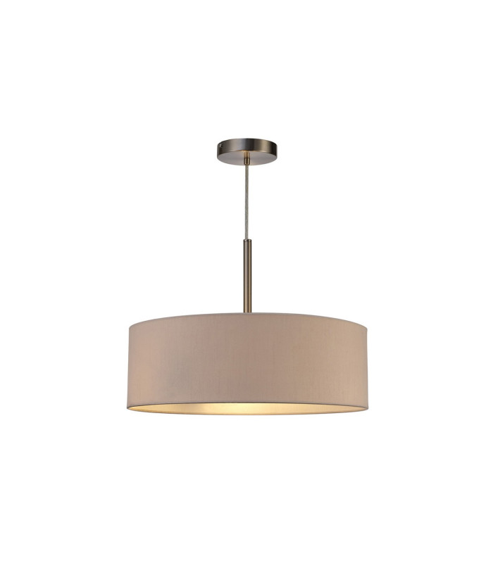 Baymont Satin Nickel 3 Light E27 Single Pendant With 45cm x 15cm Dual Faux Silk Shade Nude Beige/Moonlight-4