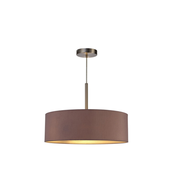Baymont Satin Nickel 3 Light E27 Single Pendant With 45cm x 15cm Dual Faux Silk Shade Taupe/Halo Gold-4