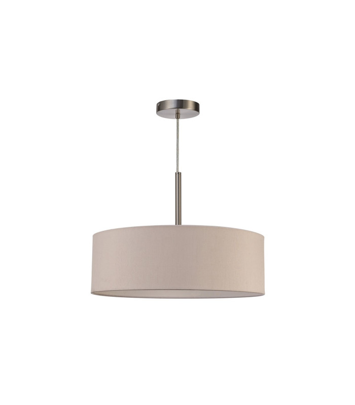 Baymont Satin Nickel 3 Light E27 Single Pendant With 45cm x 15cm Dual Faux Silk Shade Nude Beige/Moonlight-5