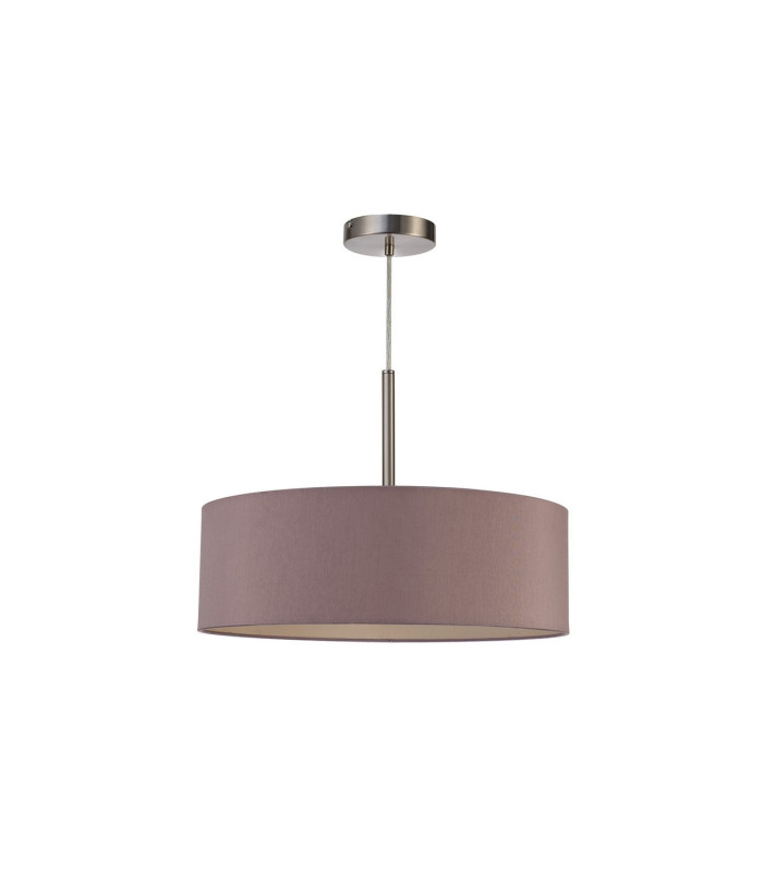 Baymont Satin Nickel 3 Light E27 Single Pendant With 45cm x 15cm Dual Faux Silk Shade Taupe/Halo Gold-5