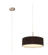 Baymont Satin Nickel 3 Light E27 Single Pendant With 45cm x 15cm Faux Silk Shade Black-1
