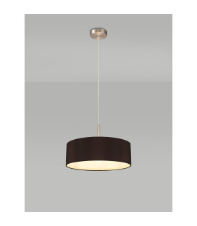 Baymont Satin Nickel 3 Light E27 Single Pendant With 45cm x 15cm Faux Silk Shade Black-2