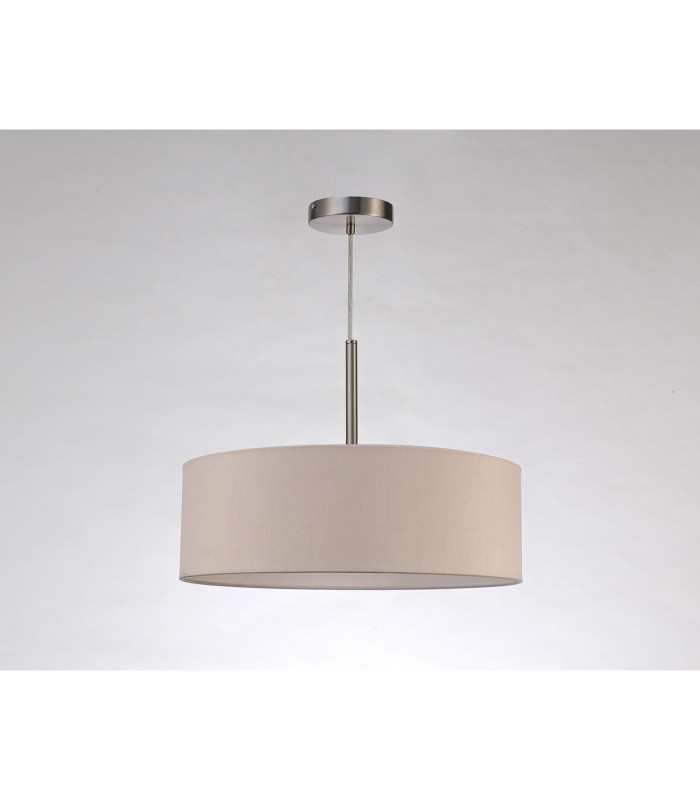Baymont Satin Nickel 3 Light E27 Single Pendant With 45cm x 15cm Dual Faux Silk Shade Nude Beige/Moonlight-12