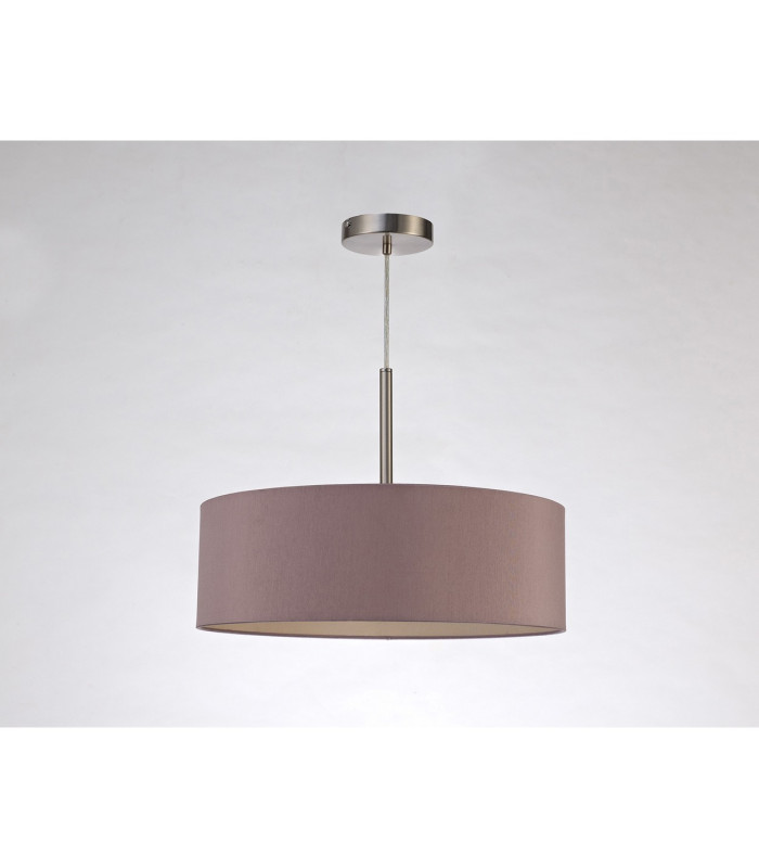 Baymont Satin Nickel 3 Light E27 Single Pendant With 45cm x 15cm Dual Faux Silk Shade Taupe/Halo Gold-12