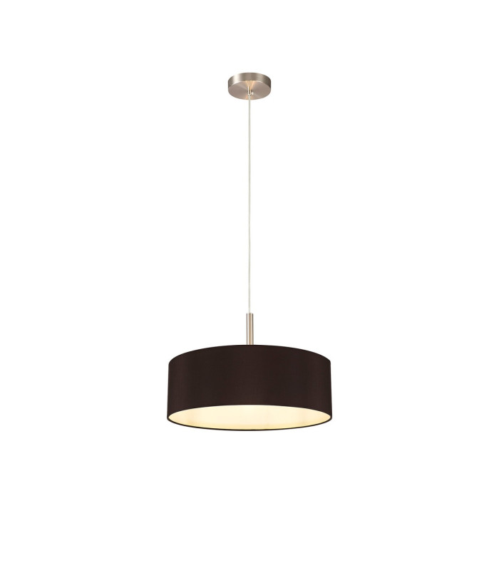 Baymont Satin Nickel 3 Light E27 Single Pendant With 45cm x 15cm Faux Silk Shade Black-4