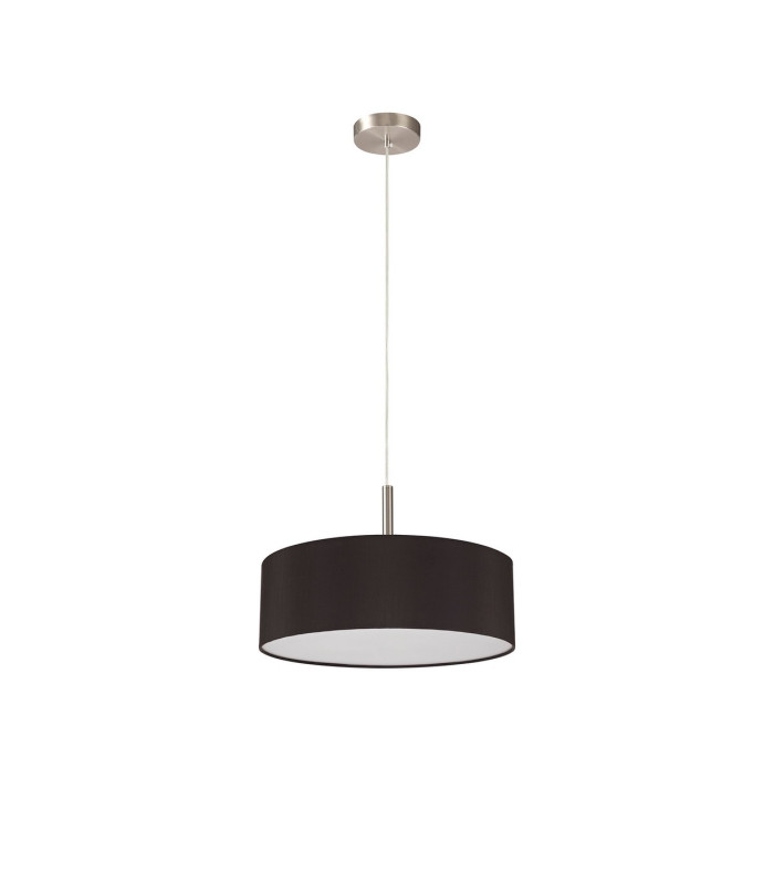 Baymont Satin Nickel 3 Light E27 Single Pendant With 45cm x 15cm Faux Silk Shade Black-5