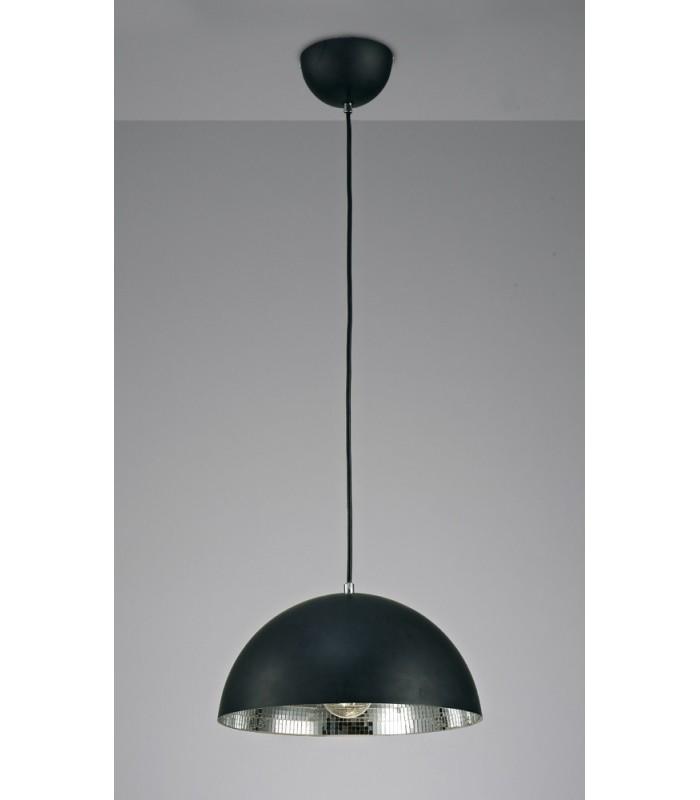 Dome Ceiling Pendant E27, Matt Black, Mirror Mosaic Inner - 2
