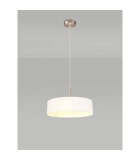 Baymont Satin Nickel 3 Light E27 Single Pendant With 45cm x 15cm Faux Silk Shade White-2