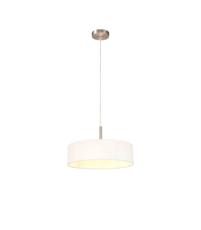 Baymont Satin Nickel 3 Light E27 Single Pendant With 45cm x 15cm Faux Silk Shade White-4