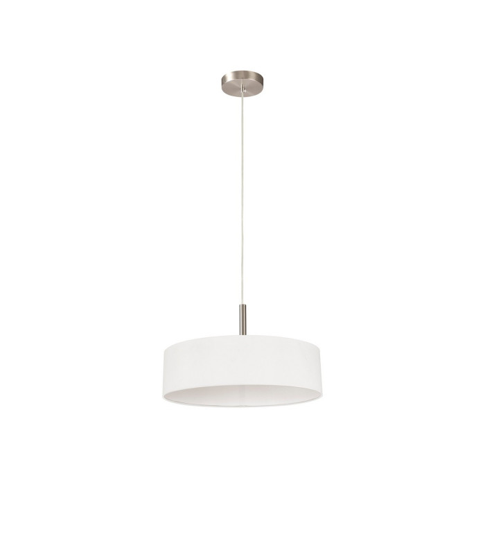 Baymont Satin Nickel 3 Light E27 Single Pendant With 45cm x 15cm Faux Silk Shade White-5