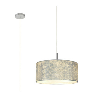 Baymont Polished Chrome 3 Light E27 Single Pendant With 50cm x 20cm Silver Leaf Shade-1