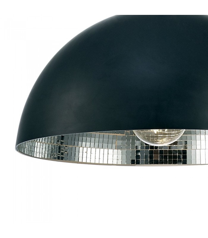 Dome Ceiling Pendant E27, Matt Black, Mirror Mosaic Inner - 6