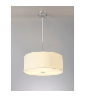 Baymont Polished Chrome 3 Light E27 Single Pendant With 50cm x 20cm Faux Silk Shade Ivory Pearl/White Laminate-2