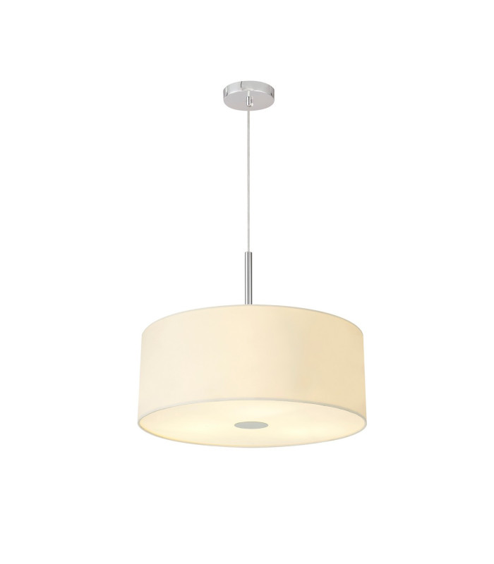 Baymont Polished Chrome 3 Light E27 Single Pendant With 50cm x 20cm Faux Silk Shade Ivory Pearl/White Laminate-4
