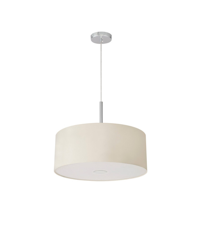 Baymont Polished Chrome 3 Light E27 Single Pendant With 50cm x 20cm Faux Silk Shade Ivory Pearl/White Laminate-5