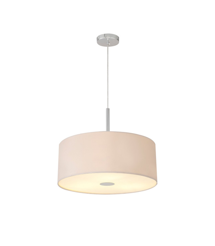 Baymont Polished Chrome 3 Light E27 Single Pendant With 50cm x 20cm Dual Faux Silk Shade Nude Beige/Moonlight-4