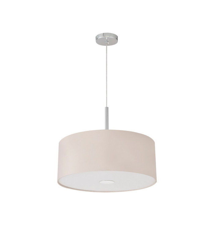Baymont Polished Chrome 3 Light E27 Single Pendant With 50cm x 20cm Dual Faux Silk Shade Nude Beige/Moonlight-5