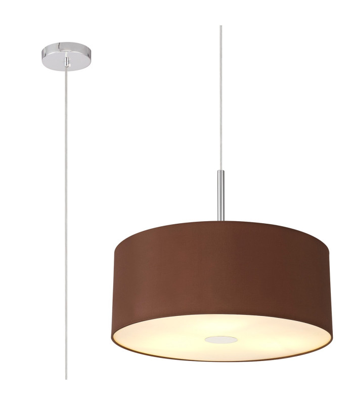 Baymont Polished Chrome 3 Light E27 Single Pendant With 50cm x 20cm Dual Faux Silk Shade Cocoa/Grecian Bronze-1