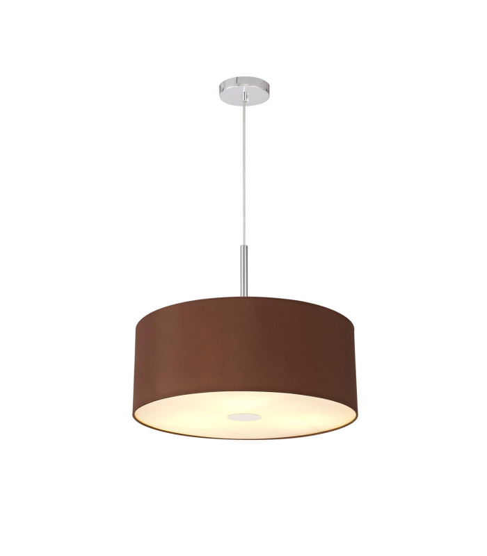 Baymont Polished Chrome 3 Light E27 Single Pendant With 50cm x 20cm Dual Faux Silk Shade Cocoa/Grecian Bronze-4