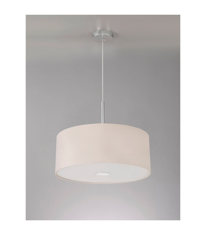 Baymont Polished Chrome 3 Light E27 Single Pendant With 50cm x 20cm Dual Faux Silk Shade Nude Beige/Moonlight-14