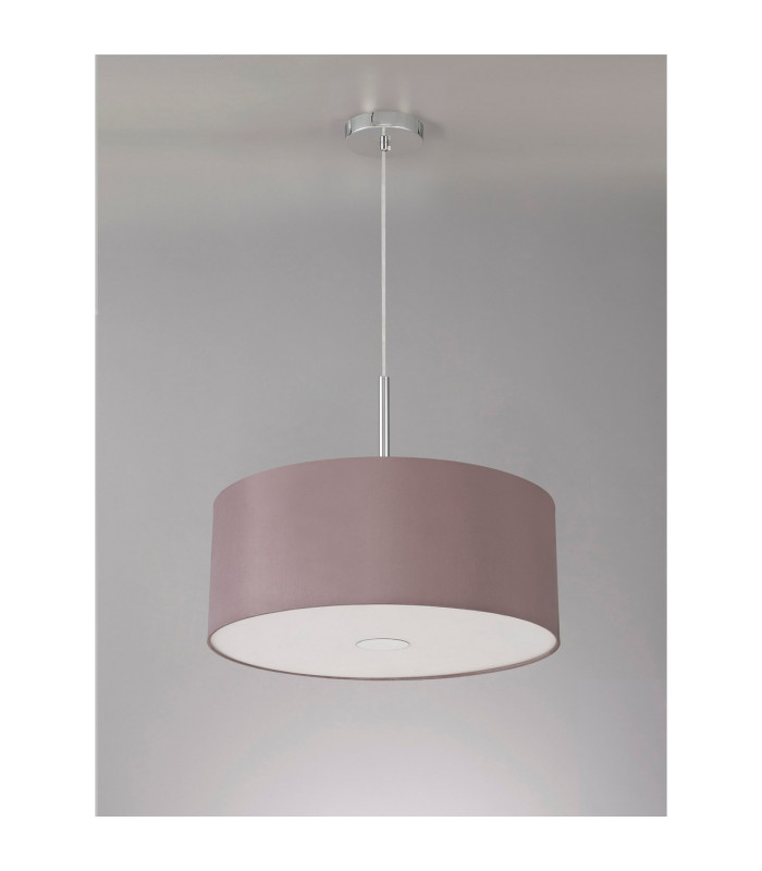 Baymont Polished Chrome 3 Light E27 Single Pendant With 50cm x 20cm Dual Faux Silk Shade Taupe/Halo Gold-14