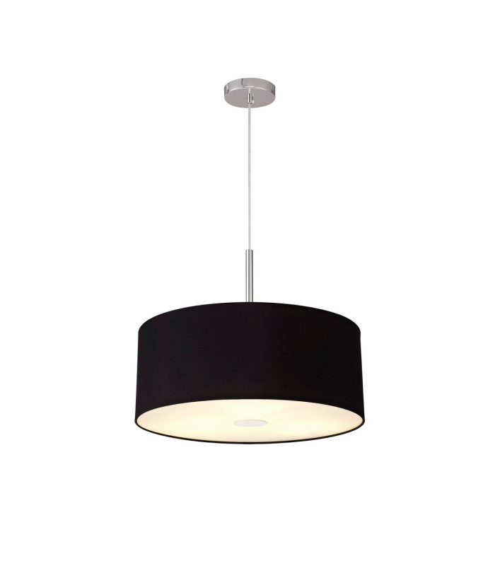 Baymont Polished Chrome 3 Light E27 Single Pendant With 50cm x 20cm Dual Faux Silk Shade Black/Green Olive-4