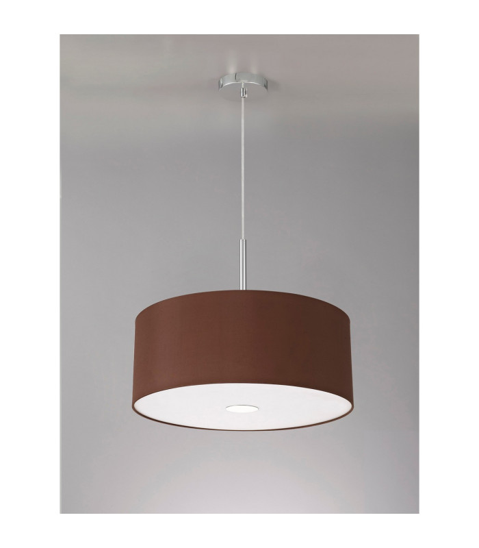 Baymont Polished Chrome 3 Light E27 Single Pendant With 50cm x 20cm Dual Faux Silk Shade Cocoa/Grecian Bronze-14