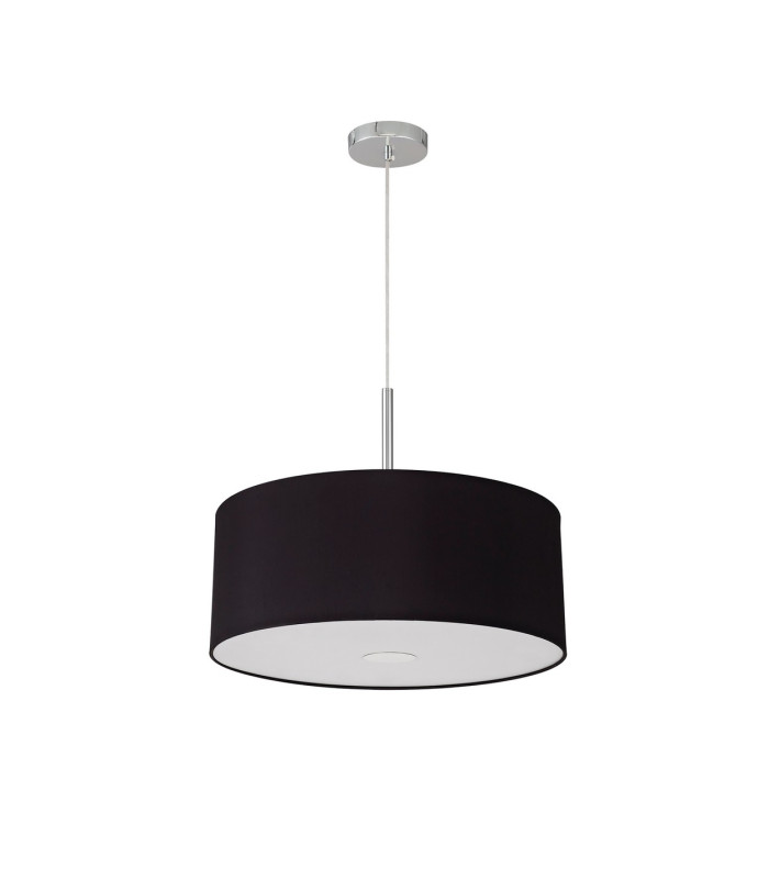 Baymont Polished Chrome 3 Light E27 Single Pendant With 50cm x 20cm Dual Faux Silk Shade Black/Green Olive-5