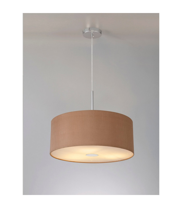 Baymont Polished Chrome 3 Light E27 Single Pendant With 50cm x 20cm Dual Faux Silk Shade Antique Gold/Ruby-2