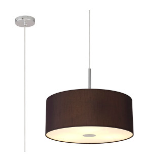 Baymont Polished Chrome 3 Light E27 Single Pendant With 50cm x 20cm Faux Silk Shade Black/White Laminate-1