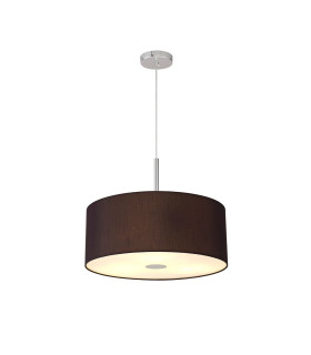 Baymont Polished Chrome 3 Light E27 Single Pendant With 50cm x 20cm Faux Silk Shade Black/White Laminate-2