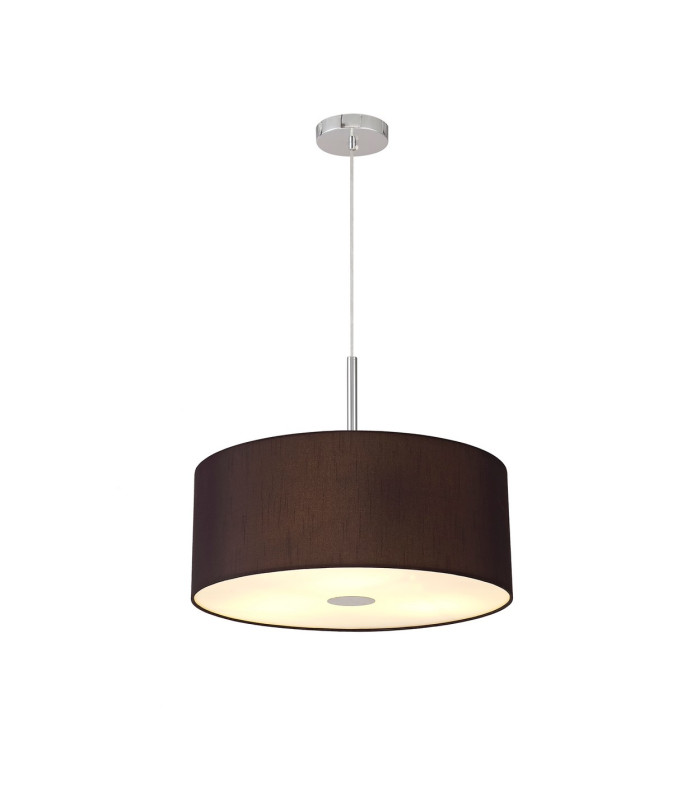 Baymont Polished Chrome 3 Light E27 Single Pendant With 50cm x 20cm Faux Silk Shade Black/White Laminate-2