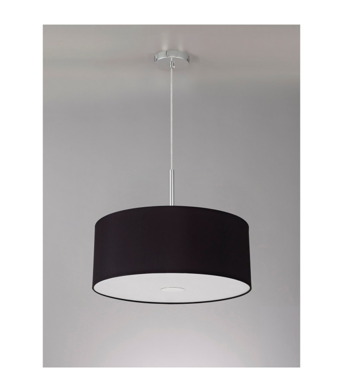 Baymont Polished Chrome 3 Light E27 Single Pendant With 50cm x 20cm Dual Faux Silk Shade Black/Green Olive-14