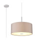 Baymont Polished Chrome 3 Light E27 Single Pendant With 50cm x 20cm Faux Silk Shade Grey/White Laminate-1