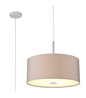 Baymont Polished Chrome 3 Light E27 Single Pendant With 50cm x 20cm Faux Silk Shade Grey/White Laminate-1