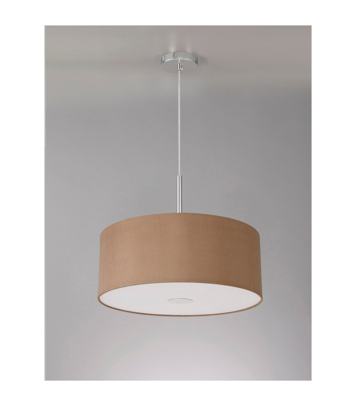 Baymont Polished Chrome 3 Light E27 Single Pendant With 50cm x 20cm Dual Faux Silk Shade Antique Gold/Ruby-14