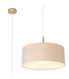 Baymont Antique Brass 3 Light E27 Single Pendant With 50cm x 20cm Dual Faux Silk Shade Nude Beige/Moonlight-1