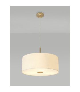 Baymont Antique Brass 3 Light E27 Single Pendant With 50cm x 20cm Faux Silk Shade Ivory Pearl/White Laminate-2