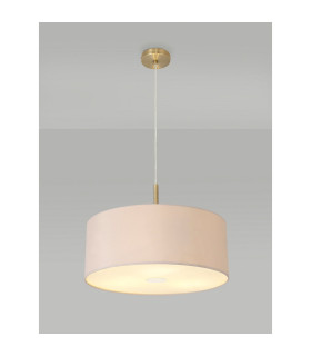 Baymont Antique Brass 3 Light E27 Single Pendant With 50cm x 20cm Dual Faux Silk Shade Nude Beige/Moonlight-2