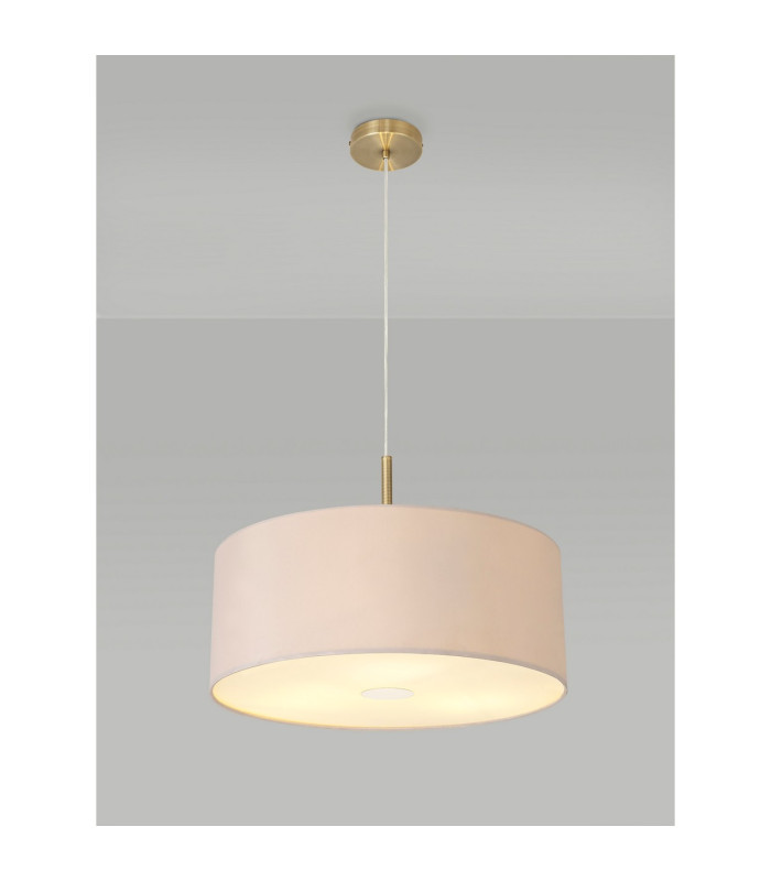 Baymont Antique Brass 3 Light E27 Single Pendant With 50cm x 20cm Dual Faux Silk Shade Nude Beige/Moonlight-2
