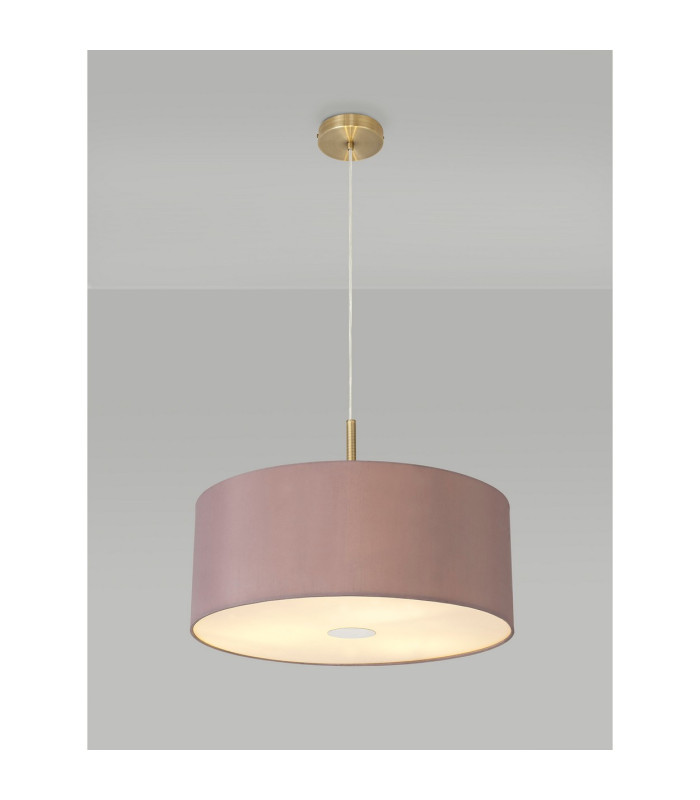 Baymont Antique Brass 3 Light E27 Single Pendant With 50cm x 20cm Dual Faux Silk Shade Taupe/Halo Gold-2