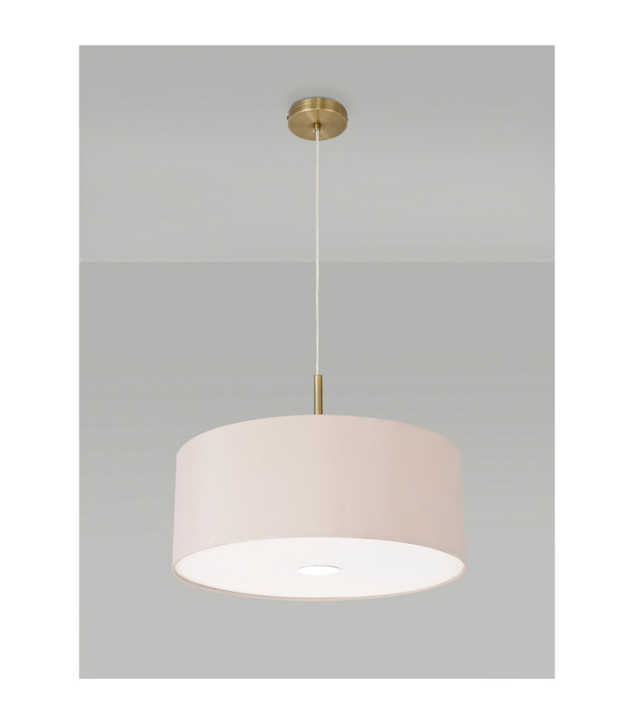 Baymont Antique Brass 3 Light E27 Single Pendant With 50cm x 20cm Dual Faux Silk Shade Nude Beige/Moonlight-14