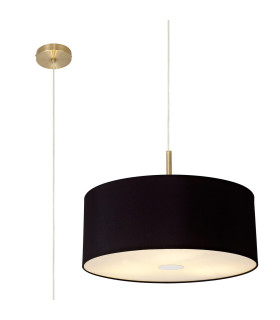 Baymont Antique Brass 3 Light E27 Single Pendant With 50cm x 20cm Dual Faux Silk Shade Black/Green Olive-1